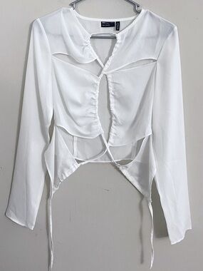 ASOS WhiteCutout Tie-Front Blouse Fairy Festival Summer Party Boho